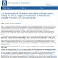 U.S. Department of Education Issues Dear Colleague Letter Calling for End to Corporal Punishment in Schools and Guiding Principles on School Discipline