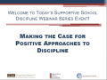 Cover page for the Supportive School Discipline Webinar Series landing page.