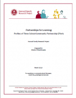 Partnerships for Learning: Profiles of Three School-Community Partnership Efforts cover page